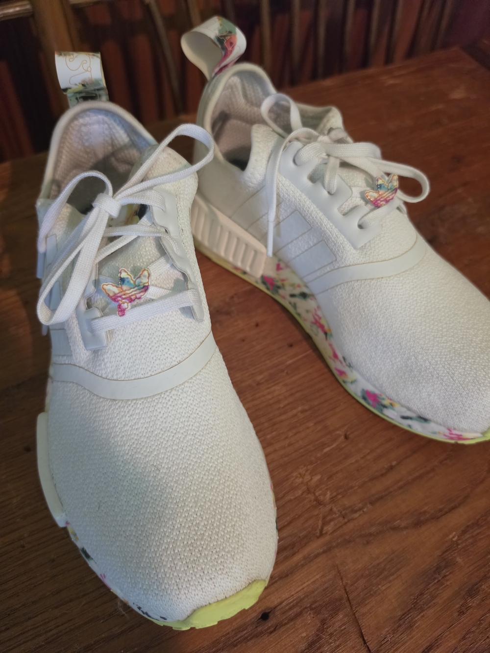 Adidas Womens White Floral NMD R1 Sport Shoes - Picture 11 of 16